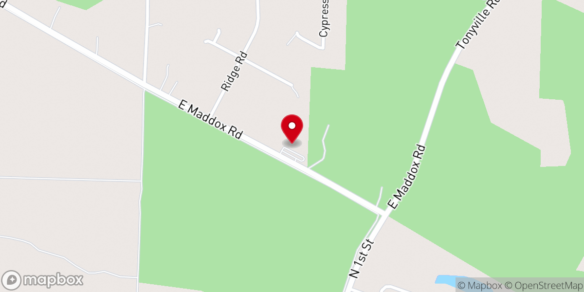 Map showing location of Maddox Road Baptist Church