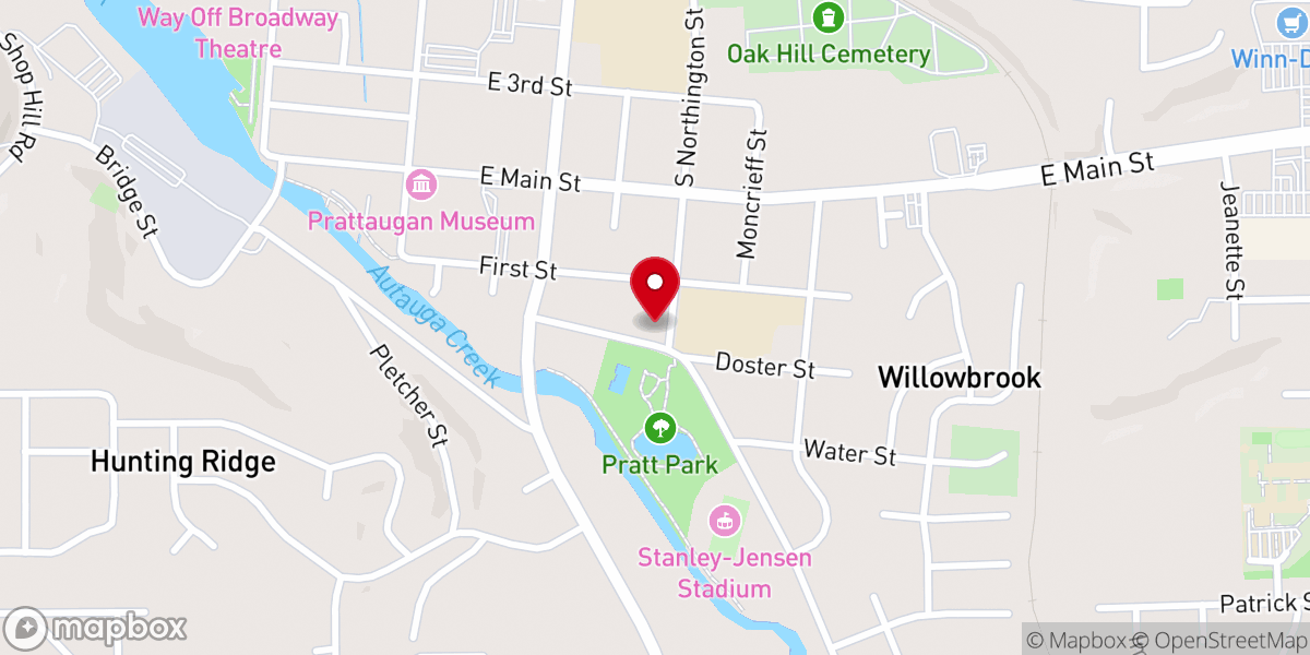 Map showing location of Doster Community Center