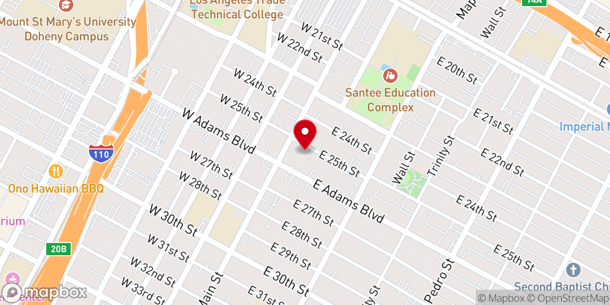 Map showing location of Los Angeles Iglesia Getsemani de las Asambleas de Dios