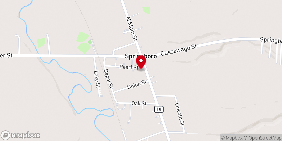Map showing location of United Church of Springboro