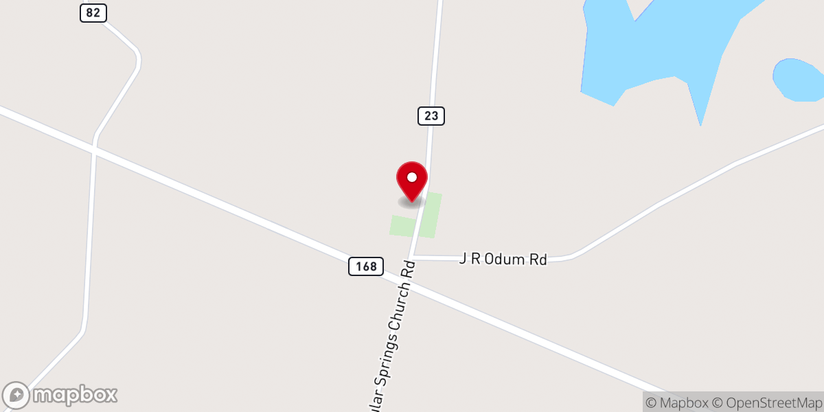 Map showing location of Poplar Springs Missionary Baptist Church