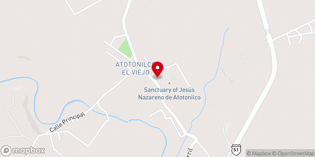 Map showing location of Santuario de Jesús Nazareno de Atotonilco