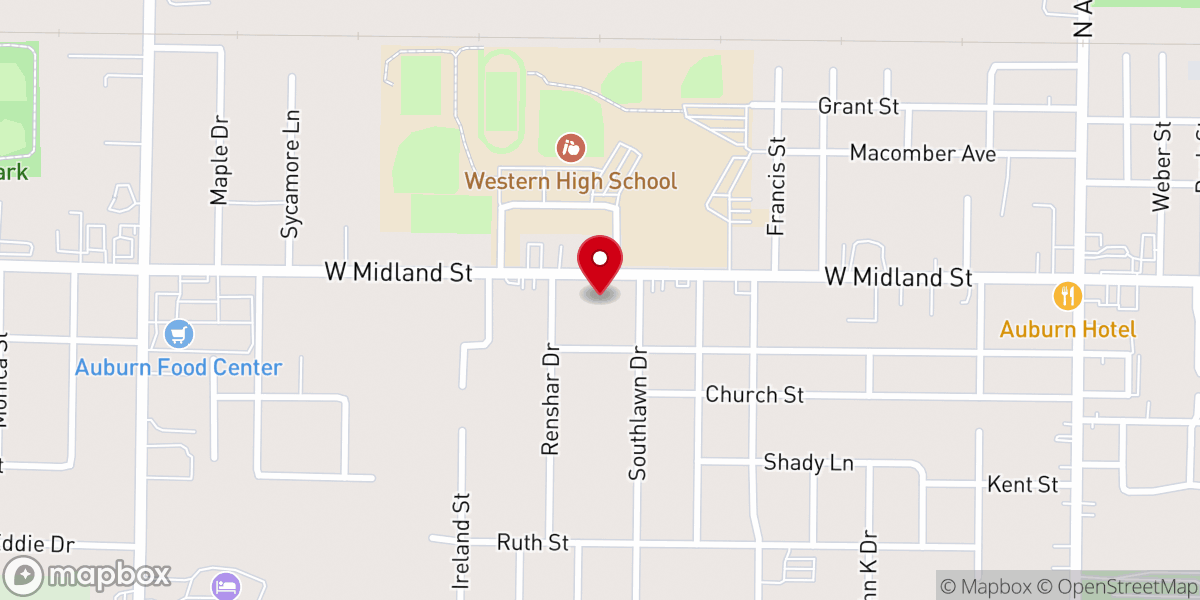 Map showing location of Tri-County Worship Center