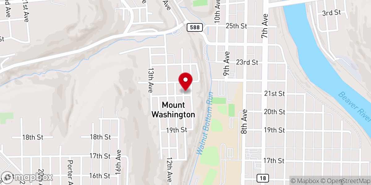 Map showing location of Beaver Falls Church of God