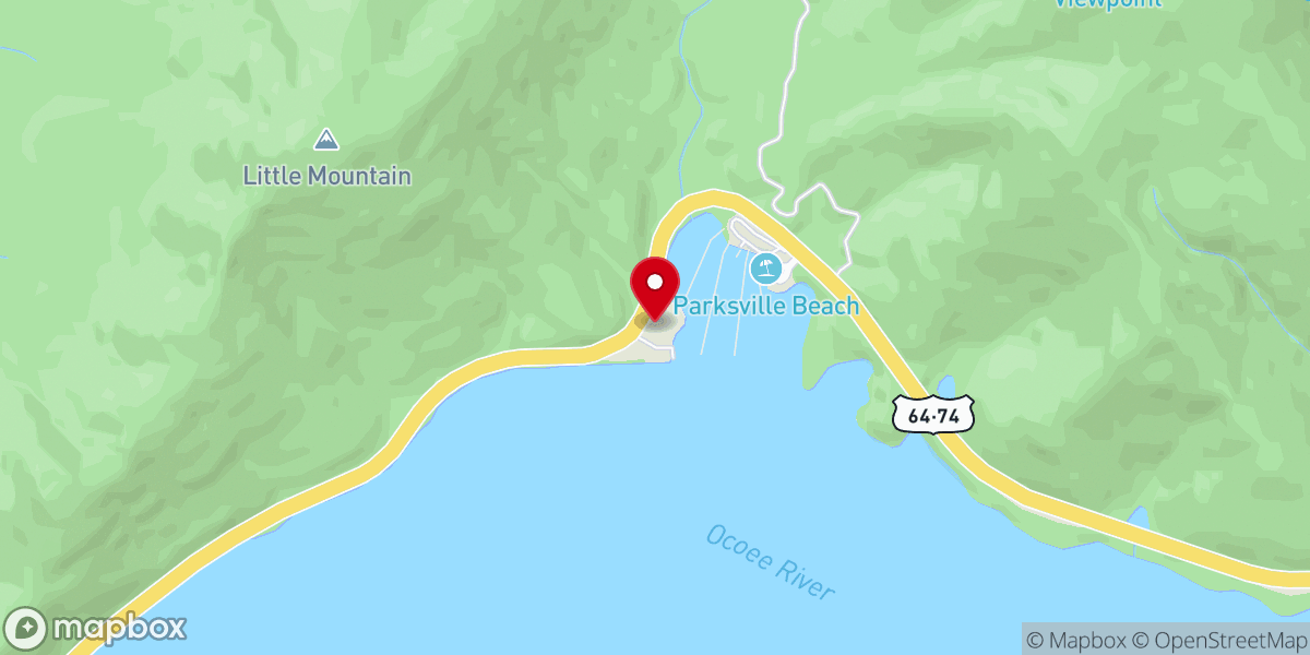 Map showing location of Ocoee Inn Rafting