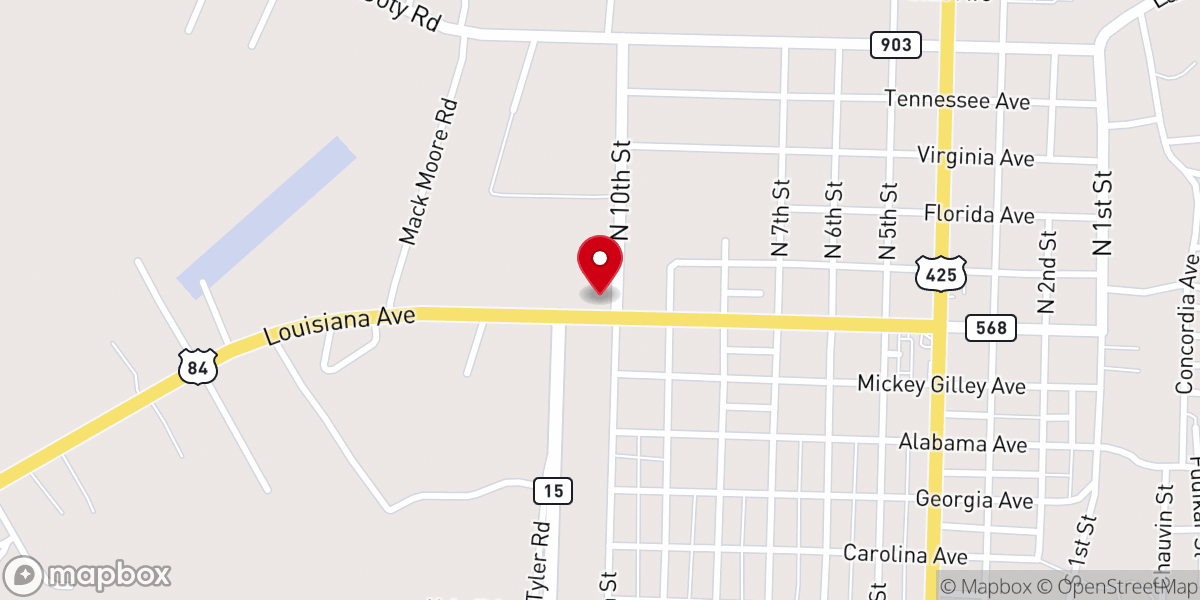 Map showing location of Sunflower Baptist Church
