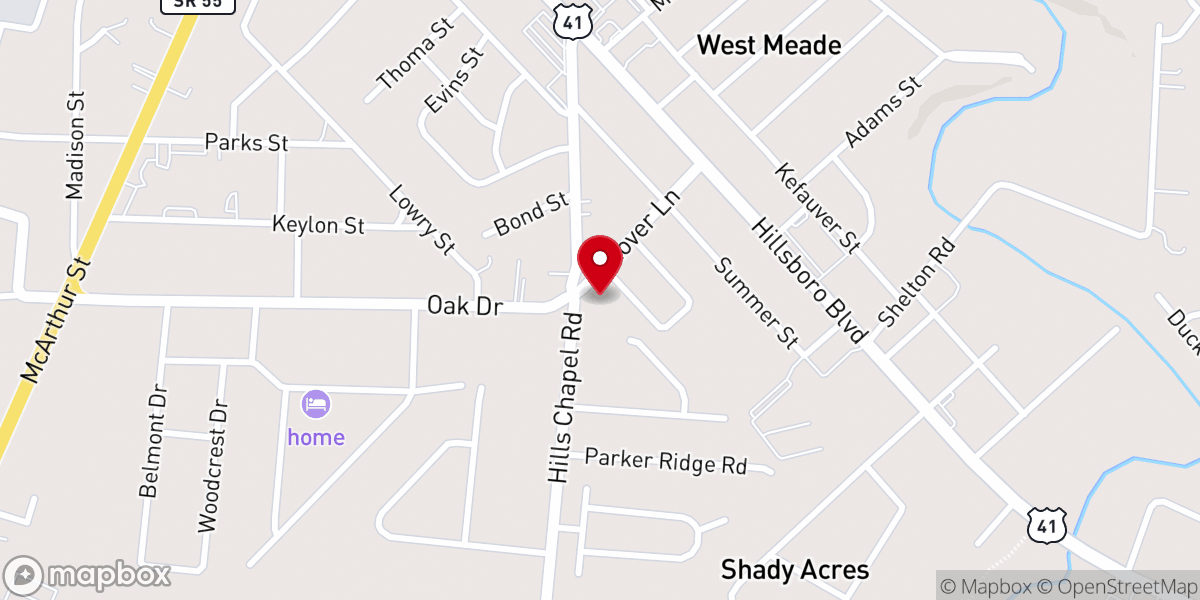 Map showing location of Faith Freewill Baptist Church