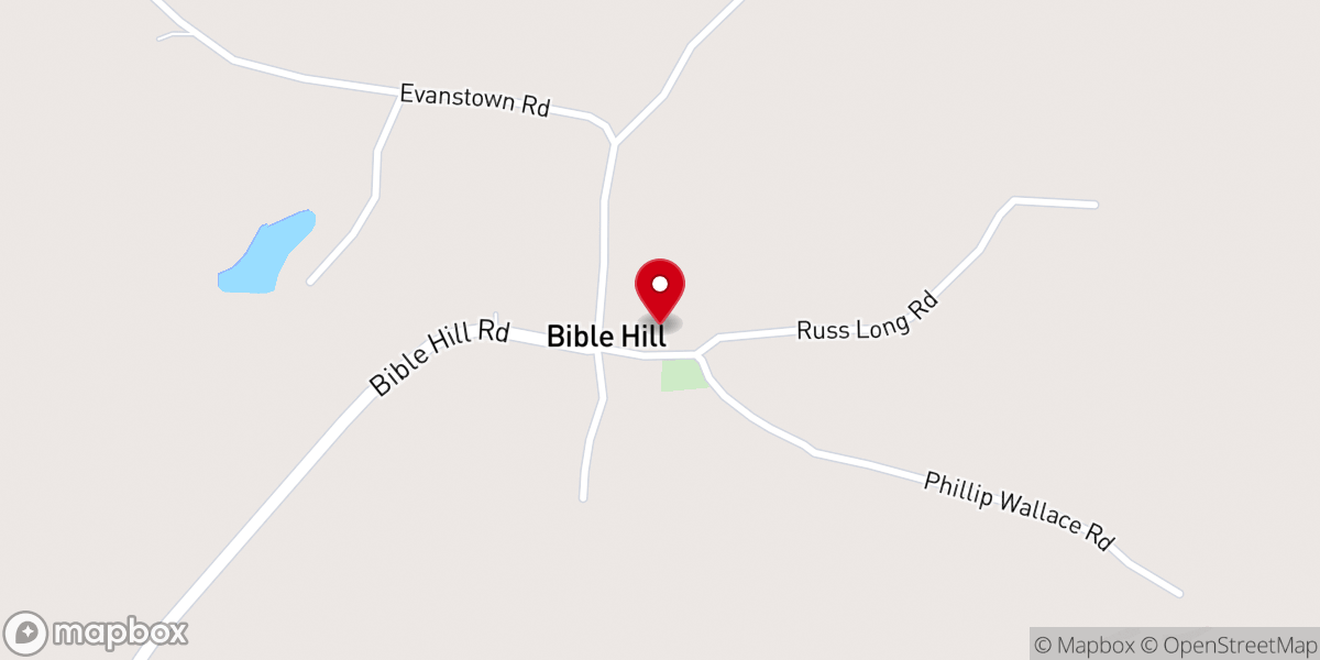Map showing location of Bible Hill Baptist Church - Food Distribution Center