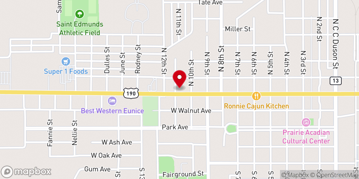 Map showing location of Our Savior's Church Eunice