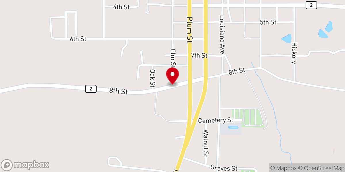 Map showing location of Bernice United Methodist Church
