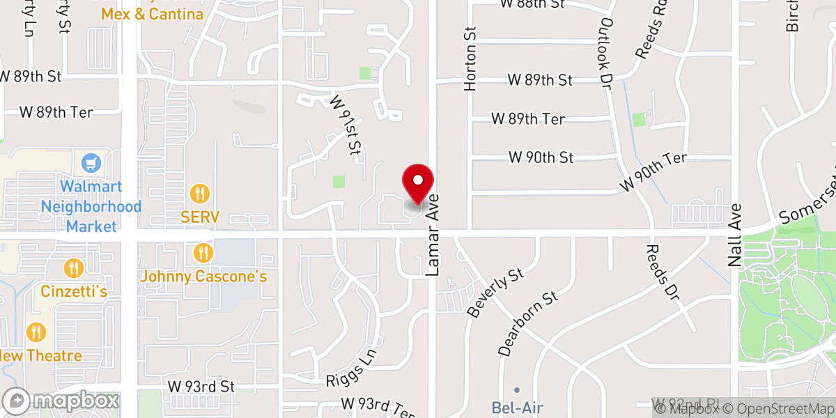 Map showing location of Overland Park Church of the Nazarene