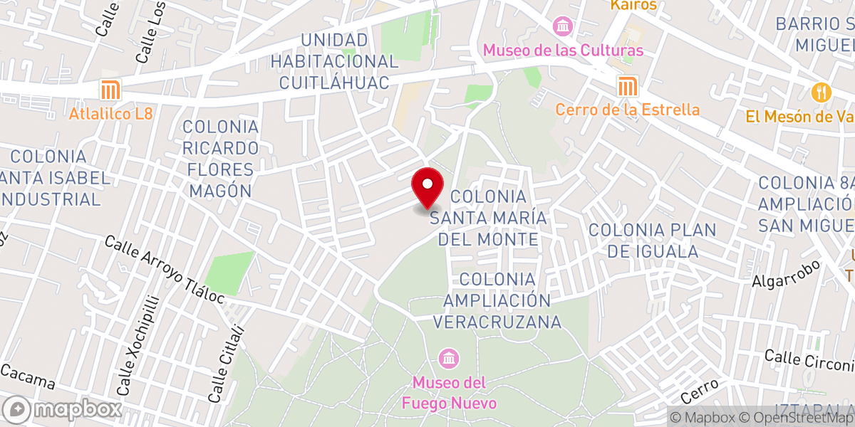 Map showing location of Zona Arqueológica El Santuario Iztapalapa