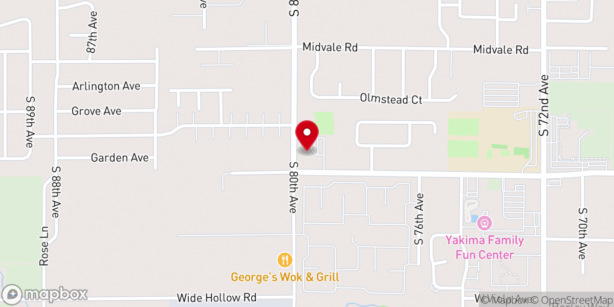 Map showing location of Yakima Valley Community Church