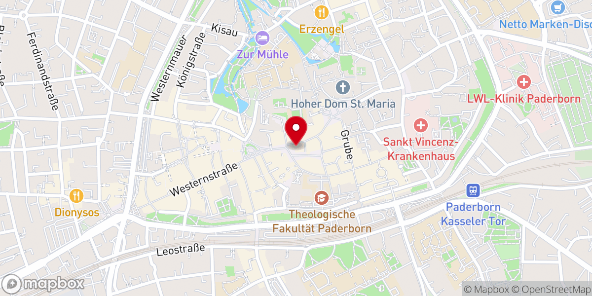 Map showing location of Rathaus Paderborn