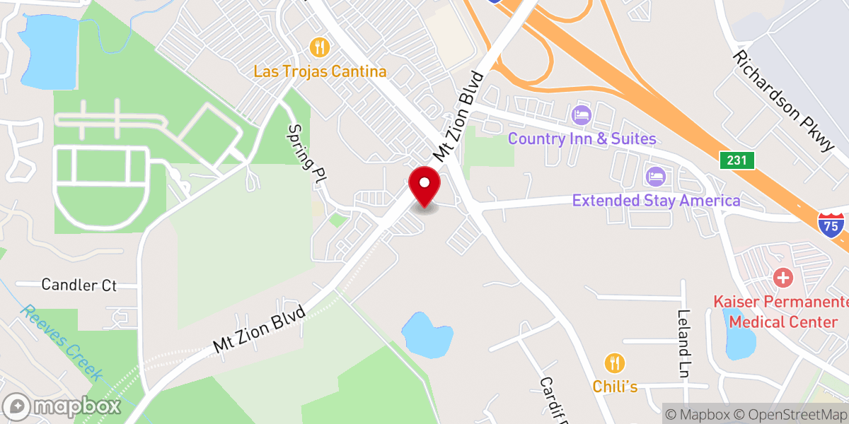 Map showing location of Mt Zion Baptist Church