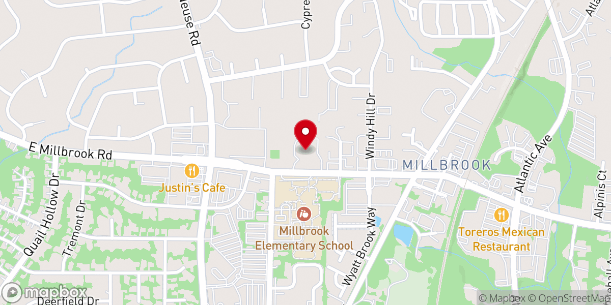Map showing location of Millbrook Baptist Church