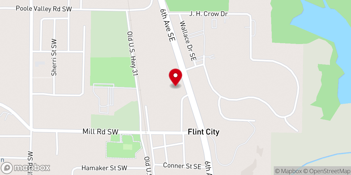 Map showing location of Flint Baptist Church