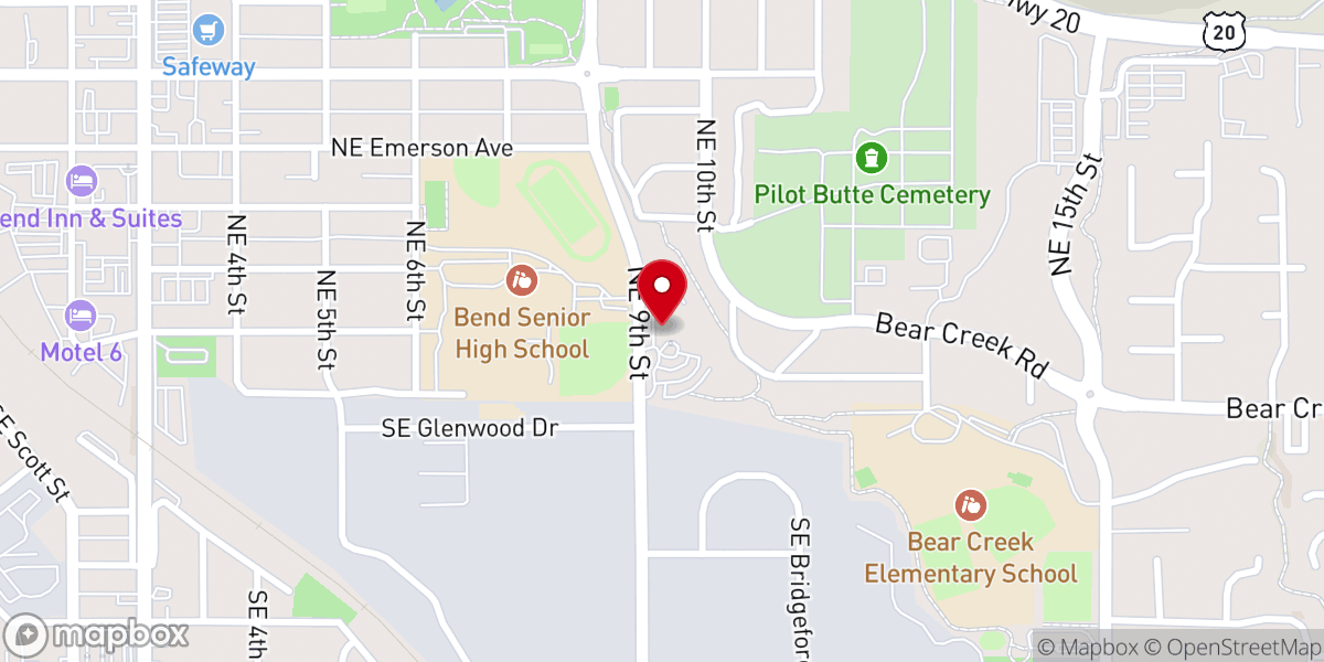 Map showing location of First Presbyterian Church of Bend