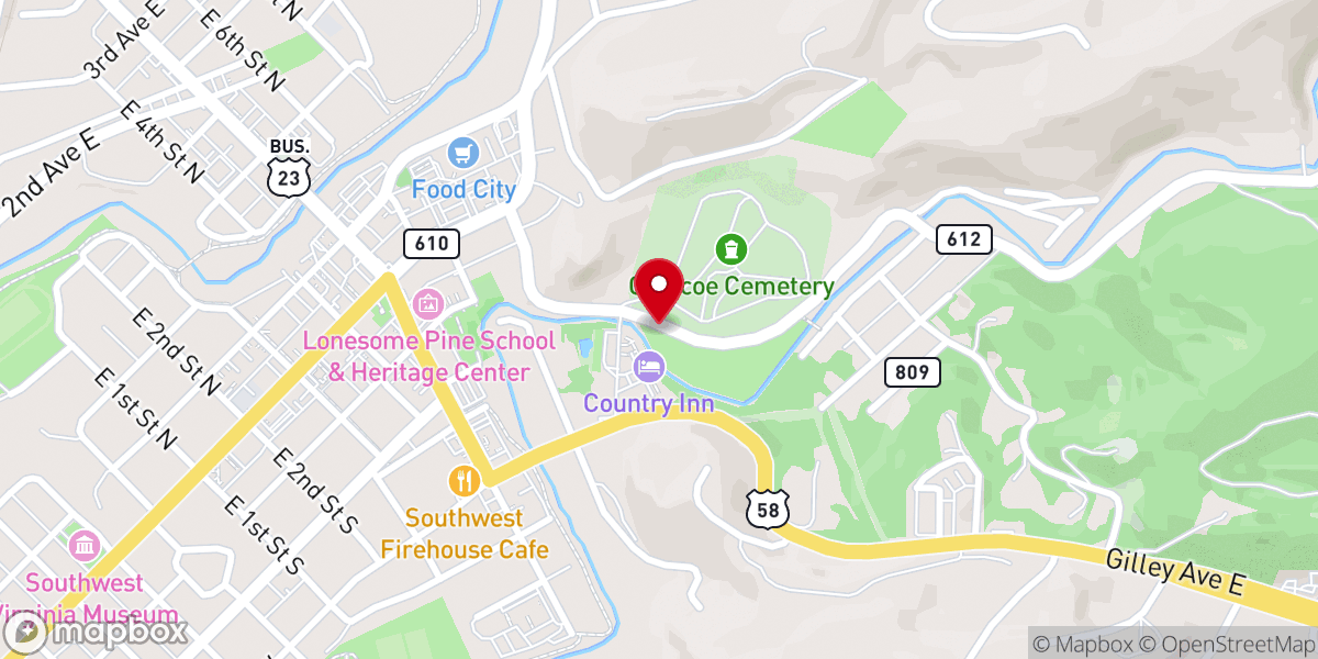 Map showing location of Church of Christ