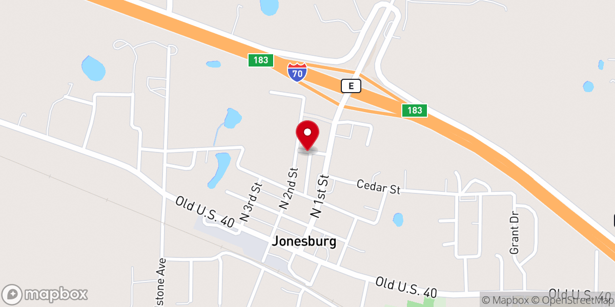 Map showing location of Jonesburg United Methodist Church