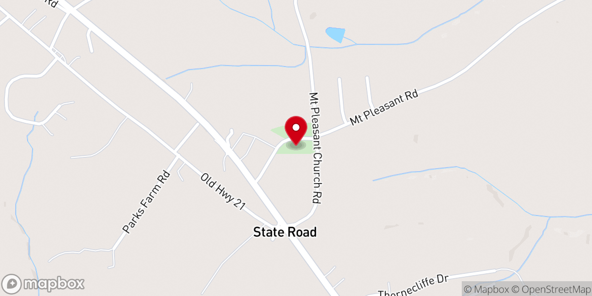 Map showing location of Mount Pleasant Baptist Church State Road, NC
