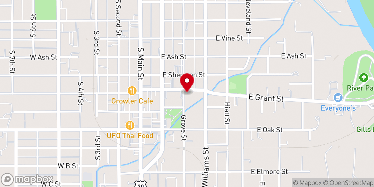 Map showing location of Grant Street Church of Christ