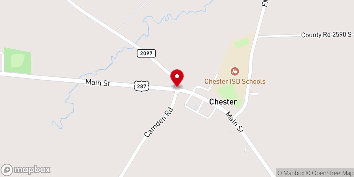 Map showing location of Chester Baptist church