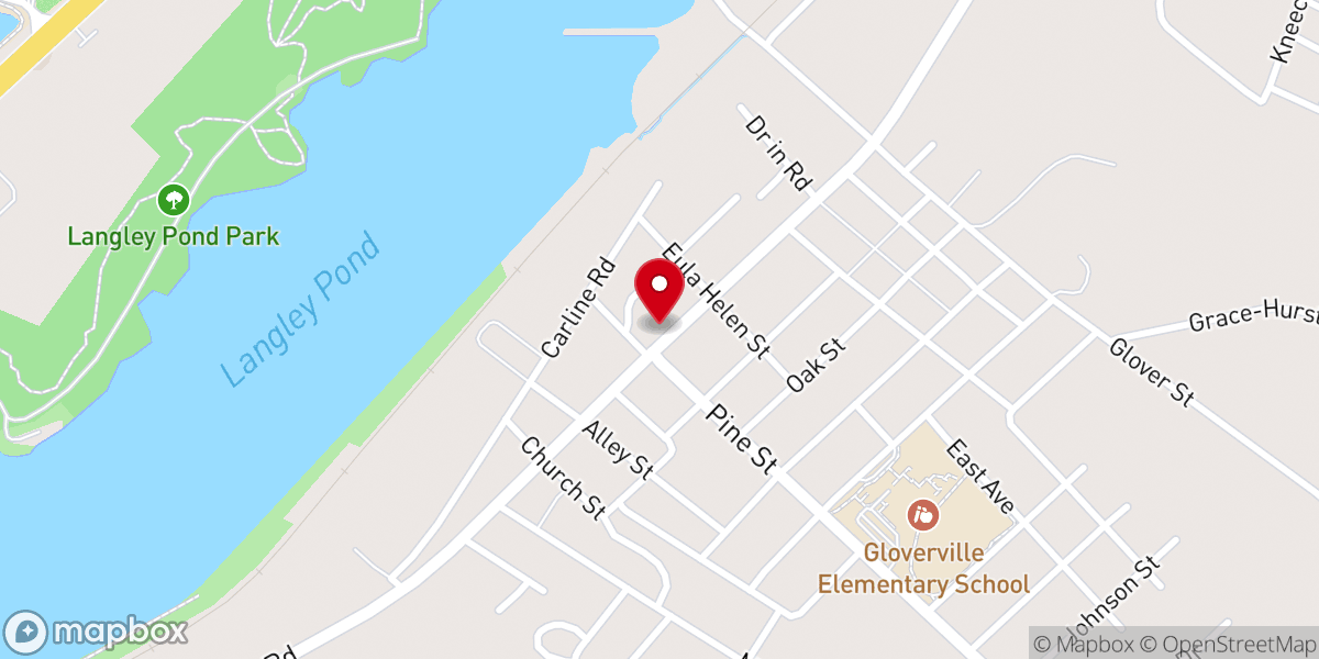 Map showing location of Gloverville First Baptist Church