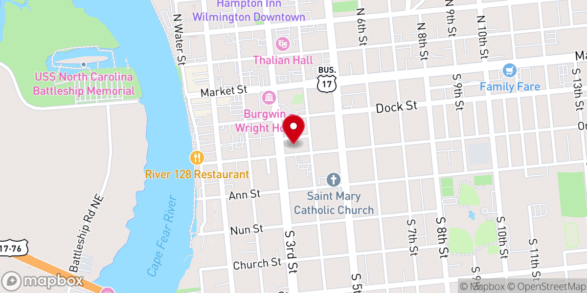 Map showing location of First Presbyterian Church