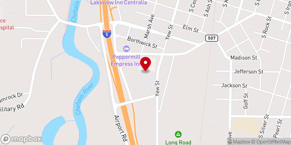 Map showing location of WinCo Foods Centralia