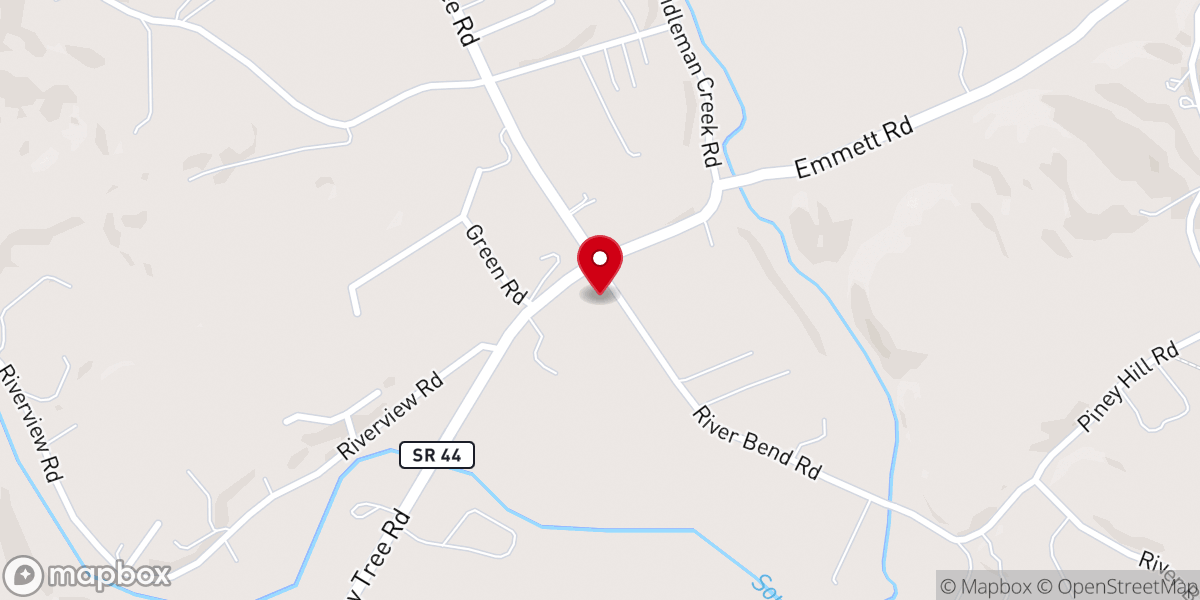 Map showing location of River Bend Baptist Church