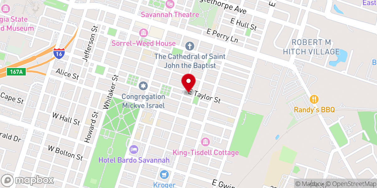 Map showing location of First Congregational Church Of Savannah
