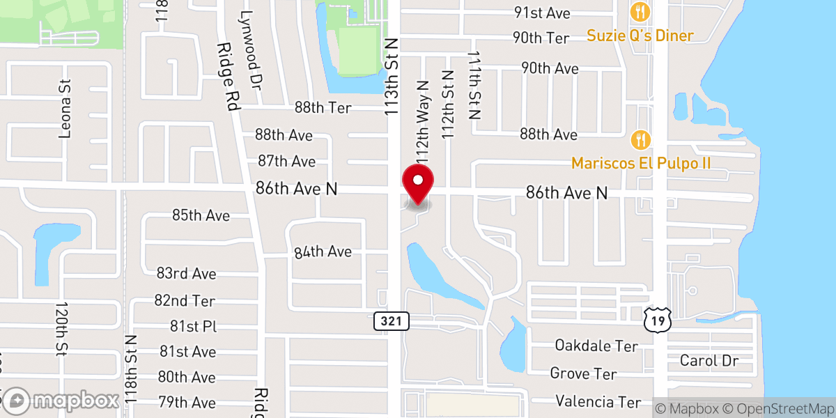 Map showing location of Lake Seminole Presbyterian Church