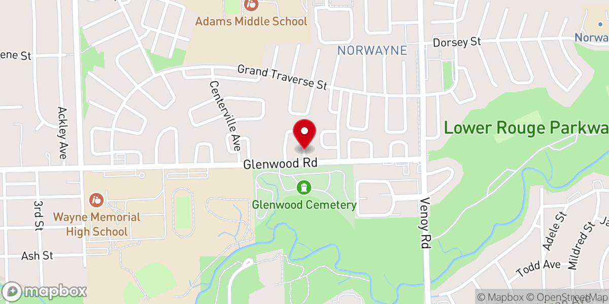 Map showing location of Gethsemane Missionary Baptist Church of Westland