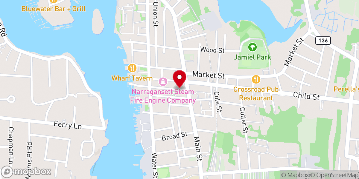 Map showing location of Church Street Press Art studio and gallery, Warren RI