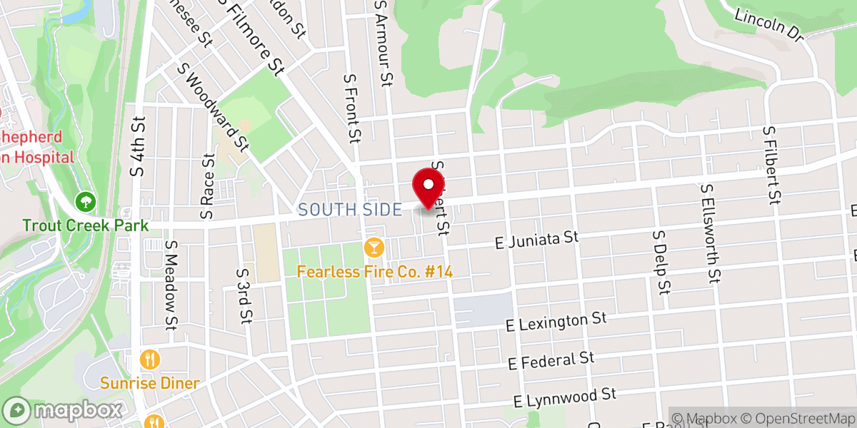 Map showing location of St. Mark's United Church of Christ