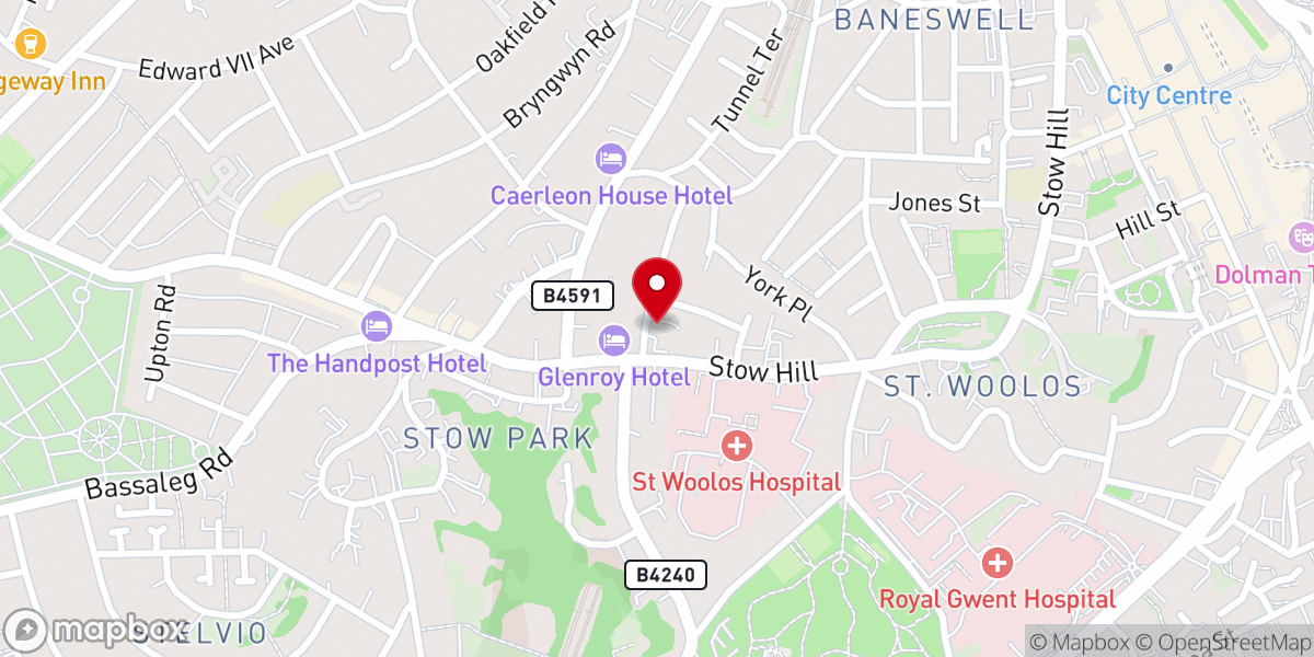 Map showing location of Stow Park Church