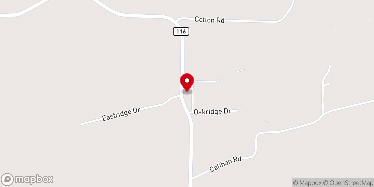Map showing location of Union Hall Baptist Church
