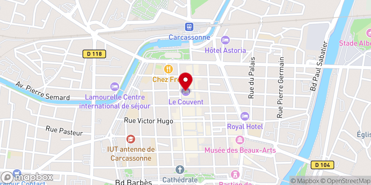 Map showing location of Le Couvent Hôtel Restaurant