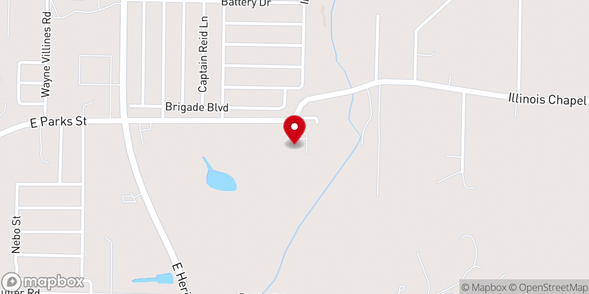 Map showing location of Prairie Grove First United Methodist Church