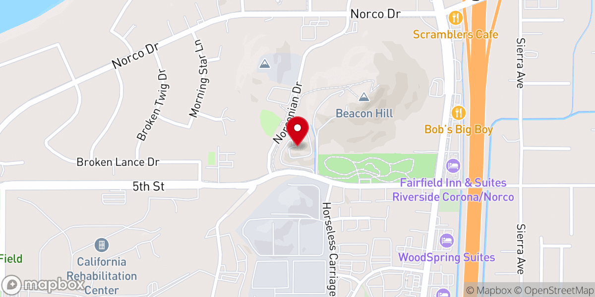 Map showing location of Eastvale Bible Church
