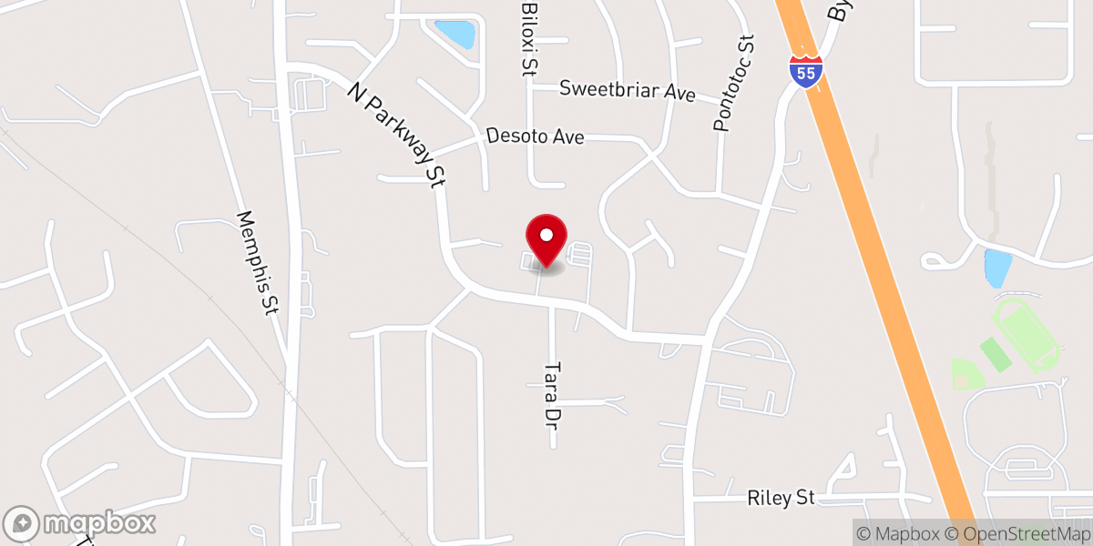 Map showing location of Parkway Baptist Church