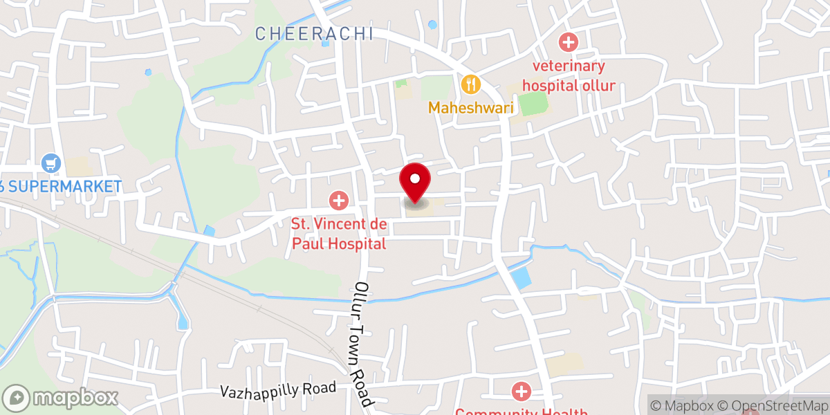 Map showing location of St. Antony's Forane Church Ground, Ollur