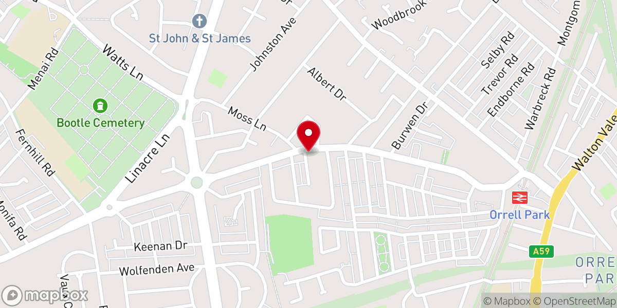 Map showing location of Orrell Park Baptist Church