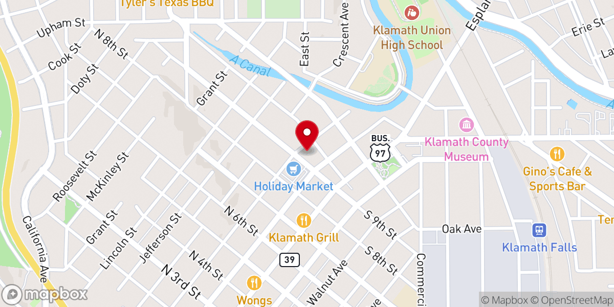 Map showing location of Klamath Falls First United Methodist Church