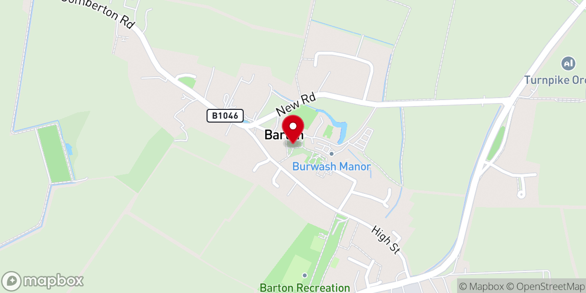 Map showing location of Barton, St Peter's Church