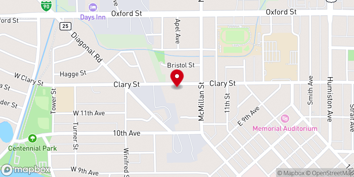 Map showing location of Worthington United Pentecostal Church