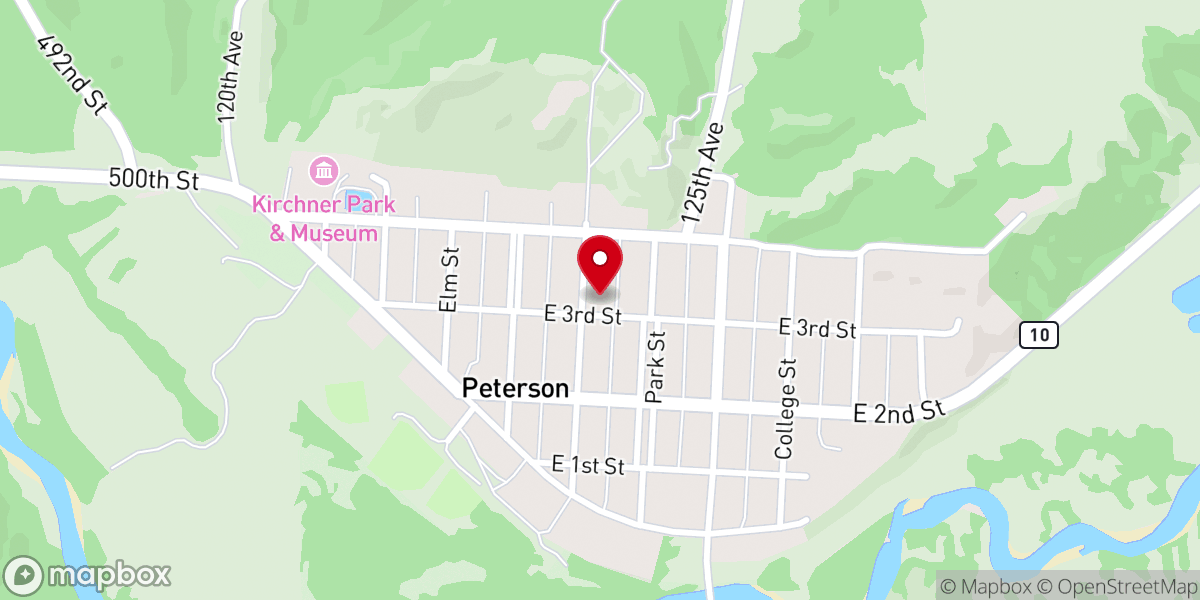 Map showing location of Peterson First United Methodist Church
