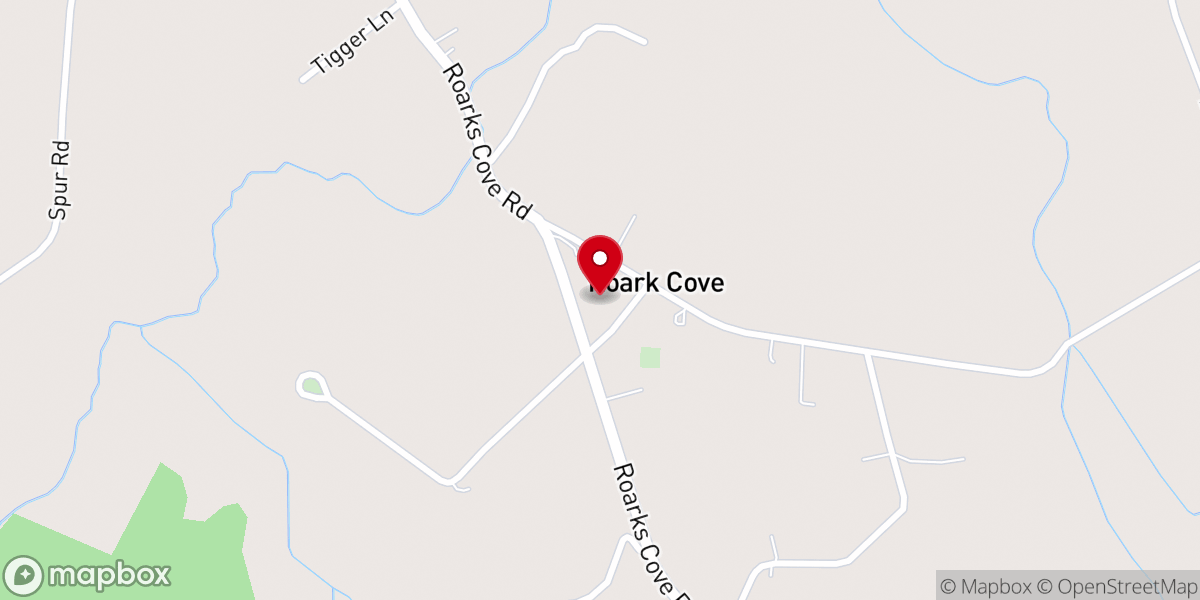Map showing location of Roarks Cove Baptist Church