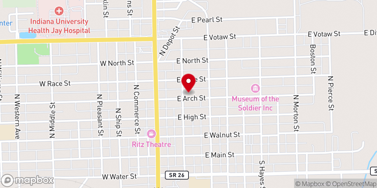 Map showing location of Asbury United Methodist Church